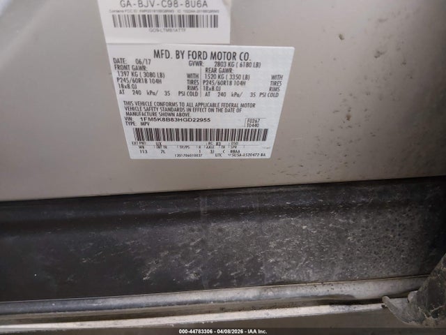 1FM5K8B83HGD22955 Ford Explorer