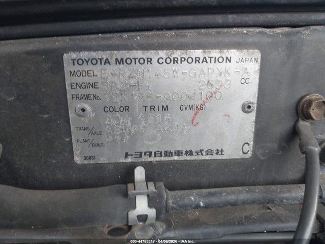 Aukcja sprzedaży 1997 Toyota Hilux Ssrs Limited, vin: RZN1859004100, numer aukcji: 44783317