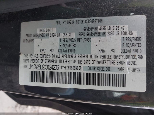 Продаж на аукціоні авто 2012 Mazda Mazda5 Sport, vin: JM1CW2BL9C0124206, номер лоту: 44783333
