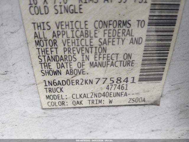 Nissan Frontier Sv 2019 1N6AD0ER2KN775841 Image 9