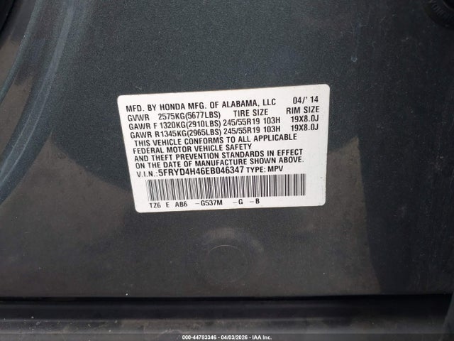 Aukcja sprzedaży 2014 Acura Mdx Technology Package, vin: 5FRYD4H46EB046347, numer aukcji: 44783346