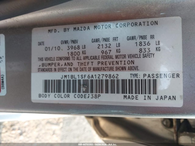 44783353 :رقم المزاد ، JM1BL1SF6A1279862 vin ، 2010 Mazda Mazda3 I Sport مزاد بيع