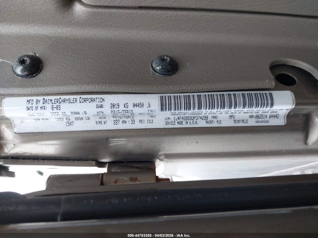 2003 JEEP WRANGLER 1J4FA39S93P374299 Photo 8