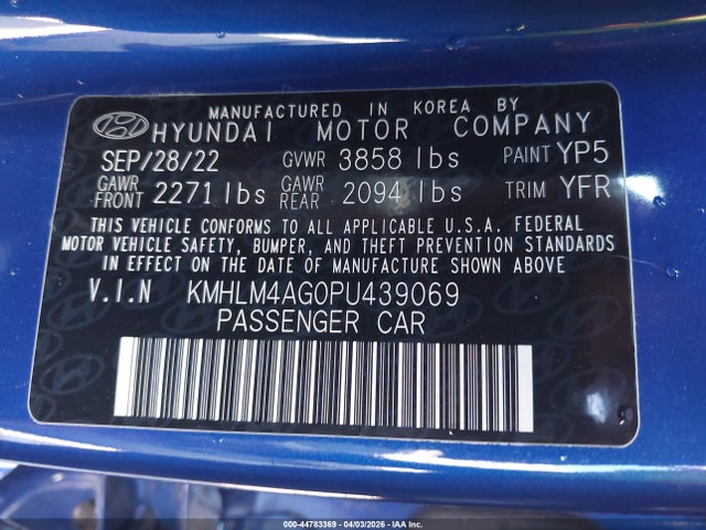 Продаж на аукціоні авто 2023 Hyundai Elantra Sel, vin: KMHLM4AG0PU439069, номер лоту: 44783369