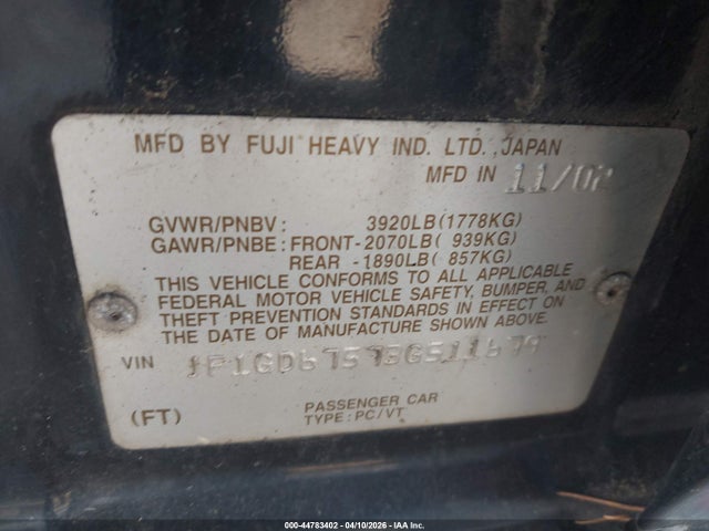 2003 SUBARU IMPREZA JF1GD67573G511679 Photo 8