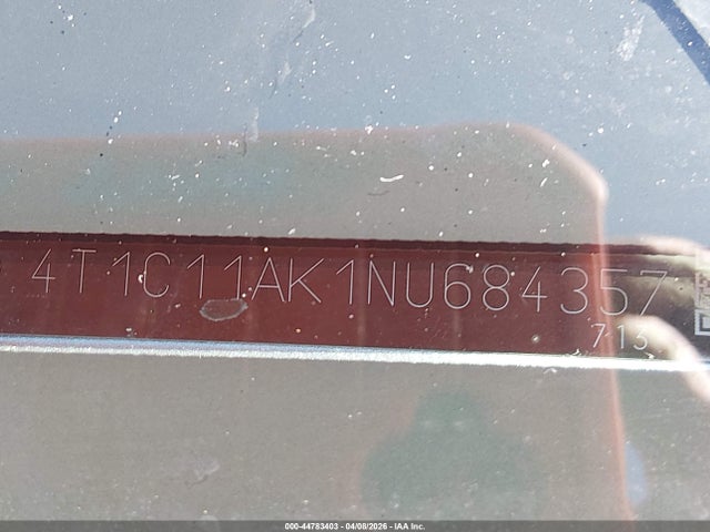 2022 Toyota Camry Le მანქანა იყიდება აუქციონზე, vin: 4T1C11AK1NU684357, აუქციონის ნომერი: 44783403