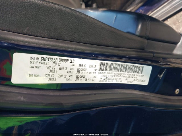 44783421 :رقم المزاد ، 1C4RDJDG2DC662983 vin ، 2013 Dodge Durango Crew مزاد بيع