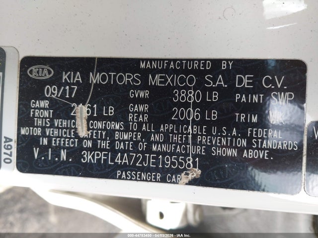 Aukcja sprzedaży 2018 Kia Forte Lx, vin: 3KPFL4A72JE195581, numer aukcji: 44783450
