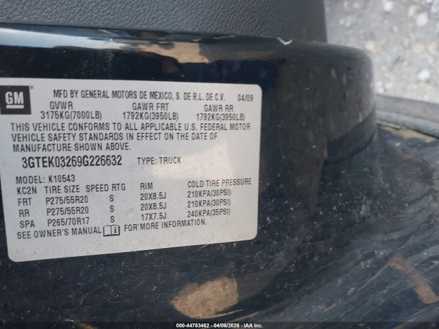 Продаж на аукціоні авто 2009 Gmc Sierra 1500 Denali, vin: 3GTEK03269G226632, номер лоту: 44783462