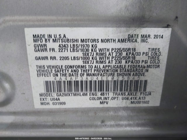 2014 MITSUBISHI OUTLANDER SPORT 4A4AP3AU4EE025845 Photo 8