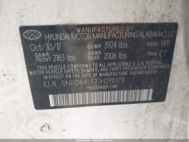 5NPD84LF2JH290179 Hyundai Elantra Value Edition