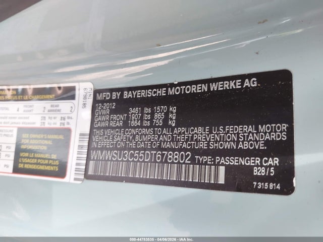 2013 MINI HARDTOP WMWSU3C55DT678802 Photo 8