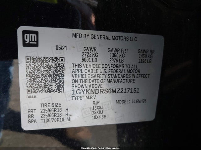 Продажа на аукционе авто 2021 Cadillac Xt5 Awd Premium Luxury, vin: 1GYKNDRS6MZ217151, номер лота: 44783566