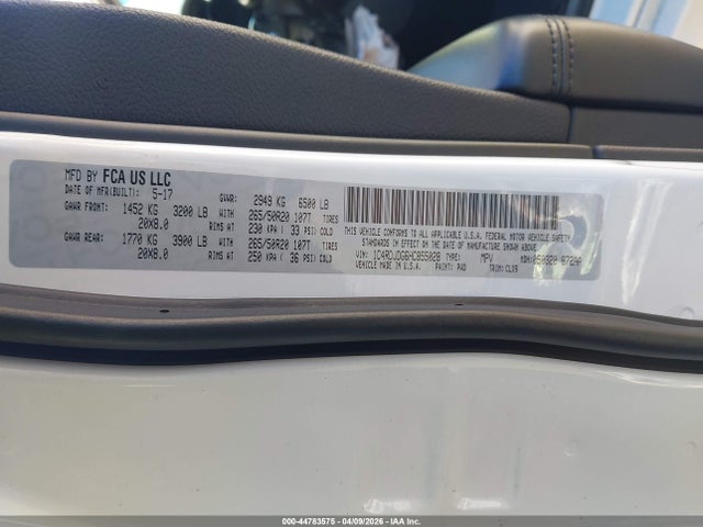 44783575 :رقم المزاد ، 1C4RDJDG6HC855028 vin ، 2017 Dodge Durango Gt Awd مزاد بيع