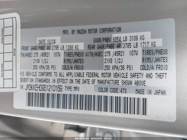 JM3KKEHD9S1210169 Mazda Cx-90 3.3 Turbo Premium Plus Package