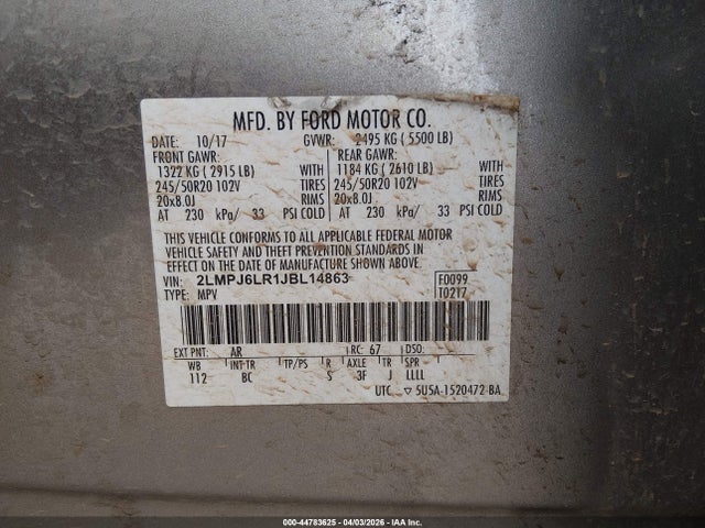 Lincoln Mkx Reserve 2018 2LMPJ6LR1JBL14863 Image 9