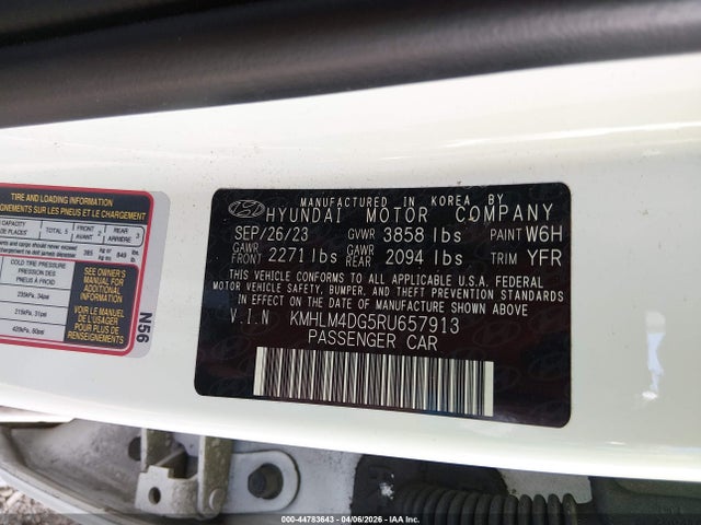 Aukcja sprzedaży 2024 Hyundai Elantra Sel, vin: KMHLM4DG5RU657913, numer aukcji: 44783643