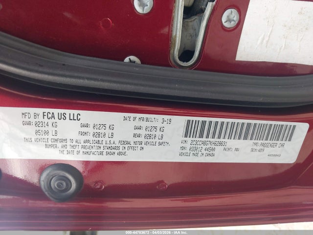 Продаж на аукціоні авто 2019 Chrysler 300 300s, vin: 2C3CCABG7KH628631, номер лоту: 44783672