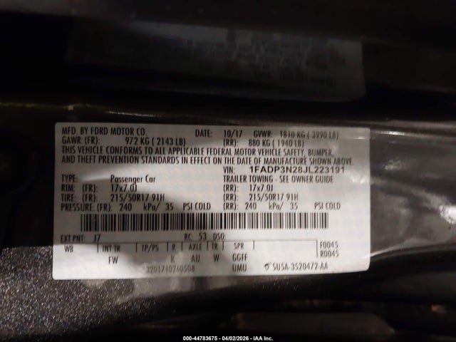 1FADP3N28JL223191 Ford Focus Titanium