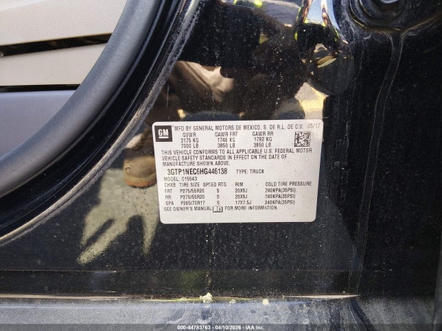 Продаж на аукціоні авто 2017 Gmc Sierra 1500 Slt, vin: 3GTP1NEC6HG446138, номер лоту: 44783763