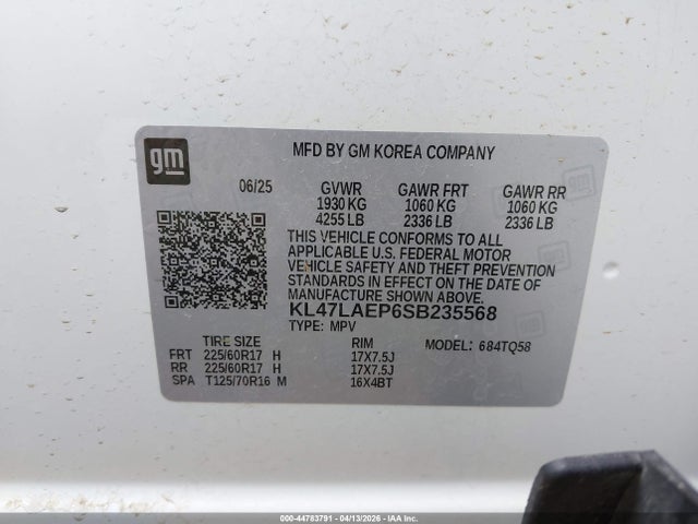44783791 :رقم المزاد ، KL47LAEP6SB235568 vin ، 2025 Buick Envista Preferred Fwd مزاد بيع
