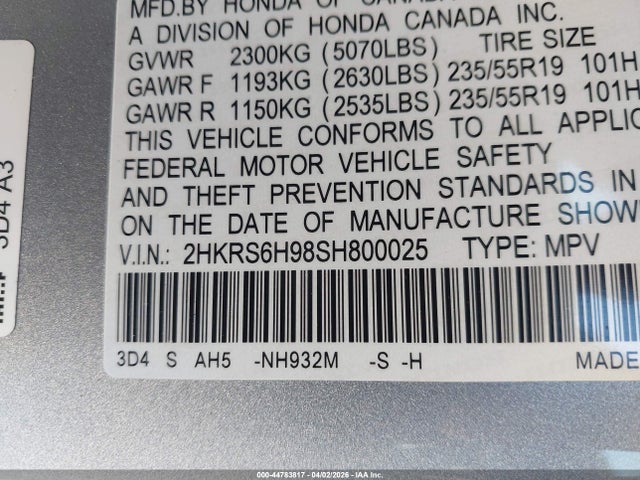 2025 HONDA CR-V HYBRID 2HKRS6H98SH800025 Photo 8