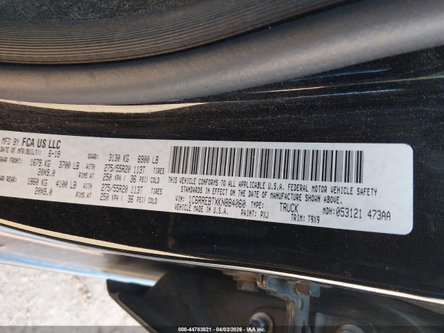 2019 Ram 1500 Big Horn/lone Star  4x2 6'4 Box მანქანა იყიდება აუქციონზე, vin: 1C6RREBTXKN884060, აუქციონის ნომერი: 44783821
