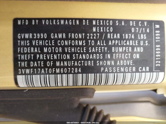 2015 VOLKSWAGEN BEETLE 3VWF17AT0FM607284 Photo 8