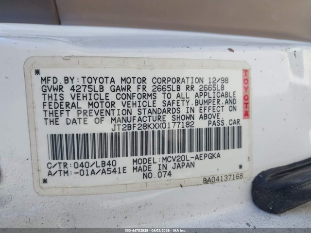 1999 TOYOTA CAMRY JT2BF28KXX0177182 Photo 8