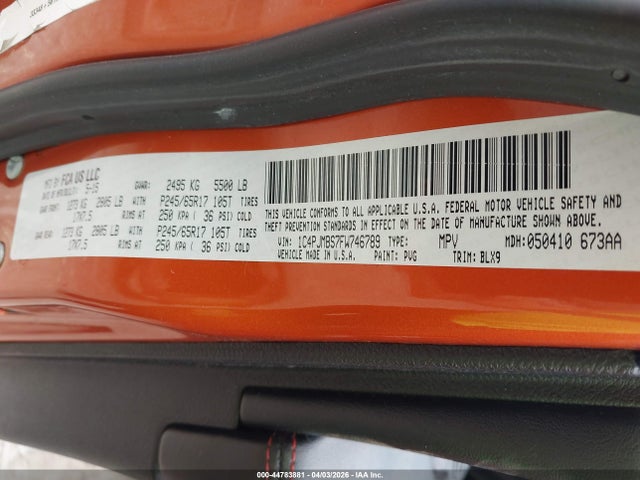 Продаж на аукціоні авто 2015 Jeep Cherokee Trailhawk, vin: 1C4PJMBS7FW746789, номер лоту: 44783881