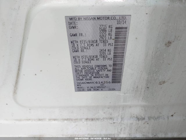 Nissan Pathfinder Sv 2015 5N1AR2MN4FC614256 Image 9