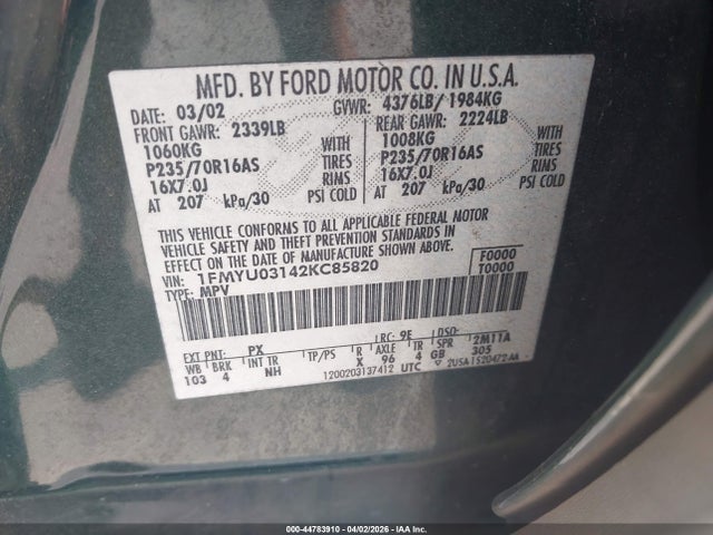 2002 FORD ESCAPE 1FMYU03142KC85820 Photo 8