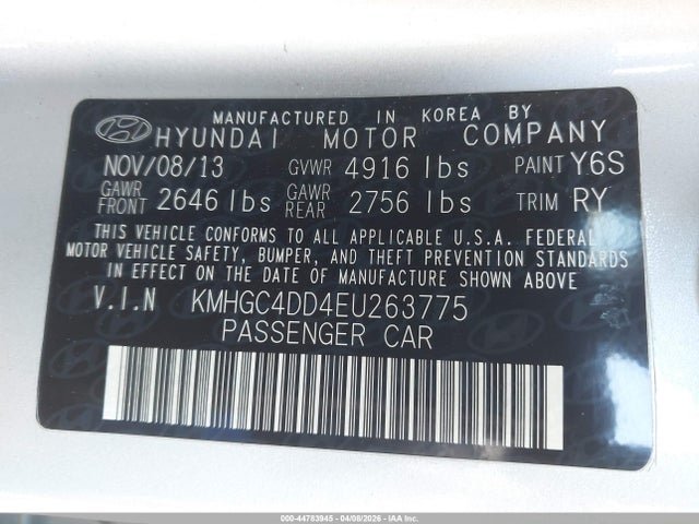 Aukcja sprzedaży 2014 Hyundai Genesis 3.8, vin: KMHGC4DD4EU263775, numer aukcji: 44783945