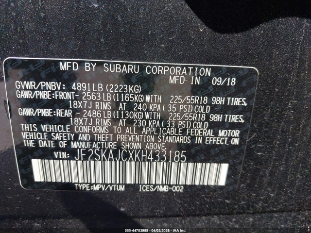 JF2SKAJCXKH433185 Subaru Forester Sport