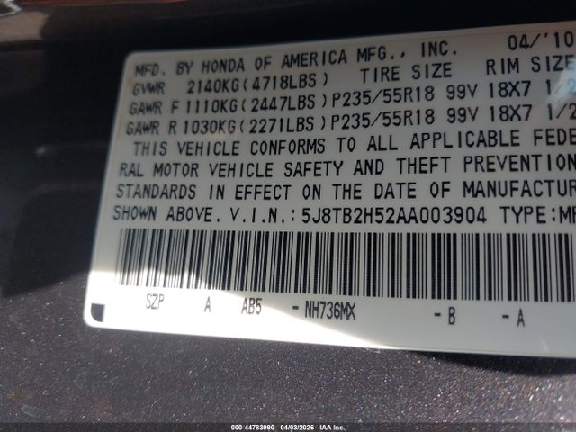 2010 ACURA RDX 5J8TB2H52AA003904 Photo 8