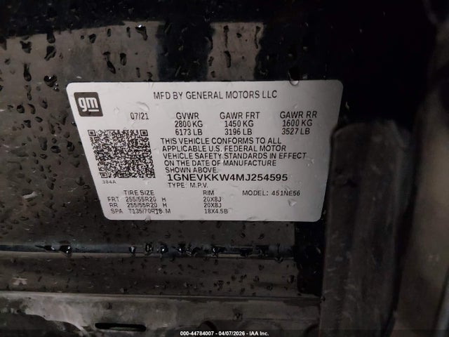 Продажа на аукционе авто 2021 Chevrolet Traverse Awd Premier, vin: 1GNEVKKW4MJ254595, номер лота: 44784007
