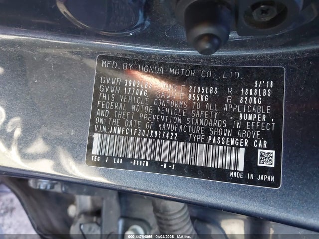 JHMFC1F30JX037422 Honda Civic Ex-t