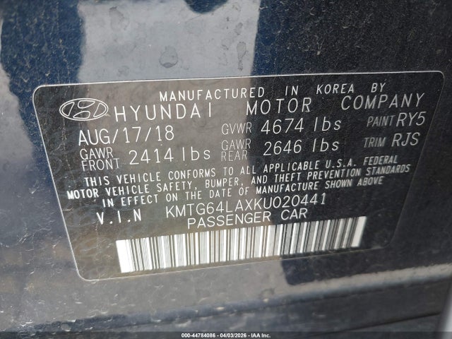 Продажа на аукционе авто 2019 Genesis G70 2.0t Advanced, vin: KMTG64LAXKU020441, номер лота: 44784086