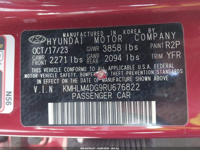 Aukcja sprzedaży 2024 Hyundai Elantra Sel, vin: KMHLM4DG9RU676822, numer aukcji: 44784147