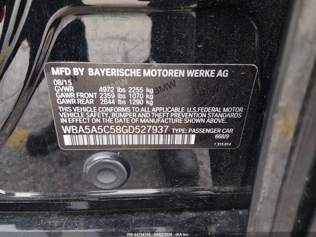 Aukcja sprzedaży 2016 Bmw 528i, vin: WBA5A5C58GD527937, numer aukcji: 44784150