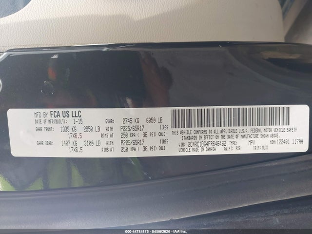 Продажа на аукционе авто 2015 Chrysler Town & Country Touring, vin: 2C4RC1BG4FR646462, номер лота: 44784175