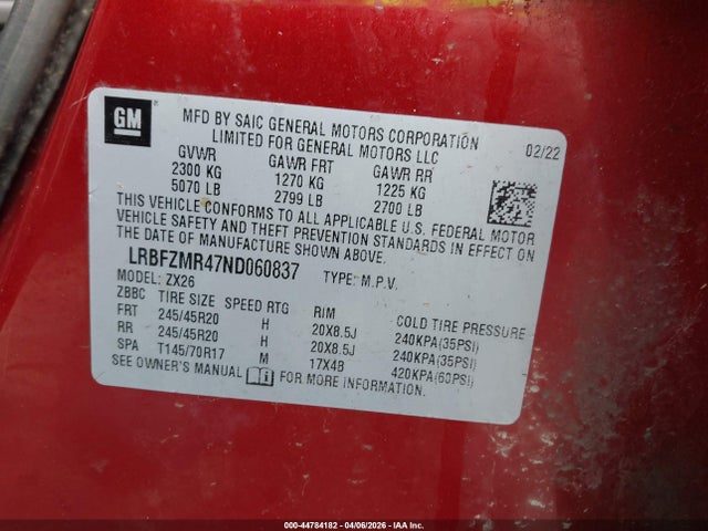Продаж на аукціоні авто 2022 Buick Envision Awd Preferred, vin: LRBFZMR47ND060837, номер лоту: 44784182