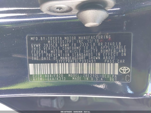 Toyota COROLLA LE 2020 5YFEPRAEXLP093491 Image 9