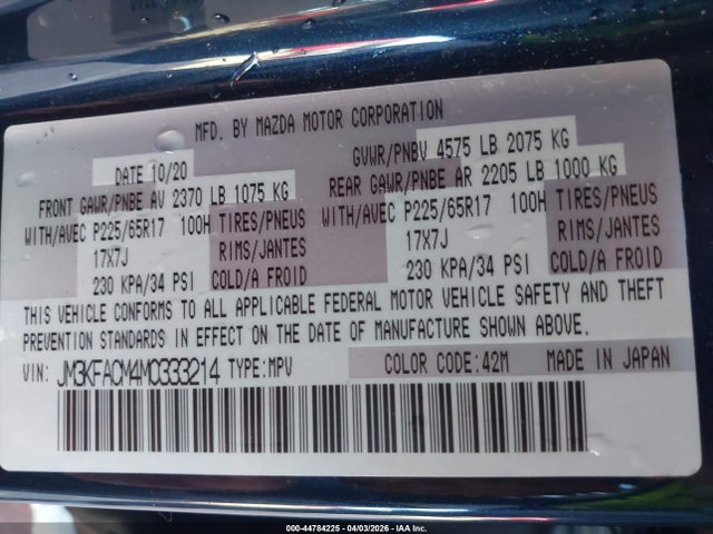 2021 MAZDA CX-5 JM3KFACM4M0333214 Photo 8