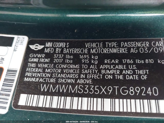 2009 MINI COOPER S WMWMS335X9TG89240 Photo 8