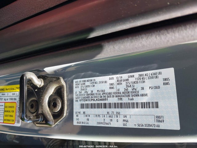 Ford F-150 Xlt 2020 1FTEW1CP0LKD40051 Image 9