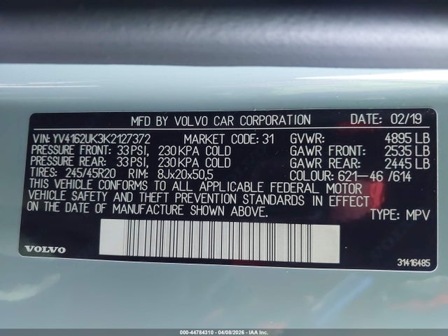 Продаж на аукціоні авто 2019 Volvo Xc40 T5 Momentum, vin: YV4162UK3K2127372, номер лоту: 44784310