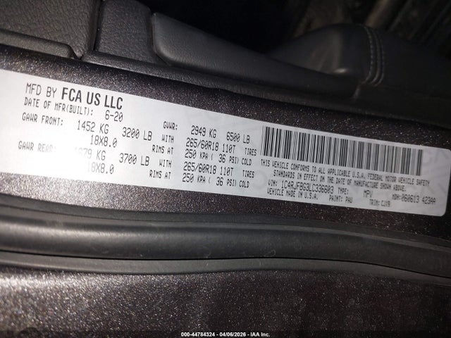 Aukcja sprzedaży 2020 Jeep Grand Cherokee Limited 4x4, vin: 1C4RJFBG3LC336603, numer aukcji: 44784324