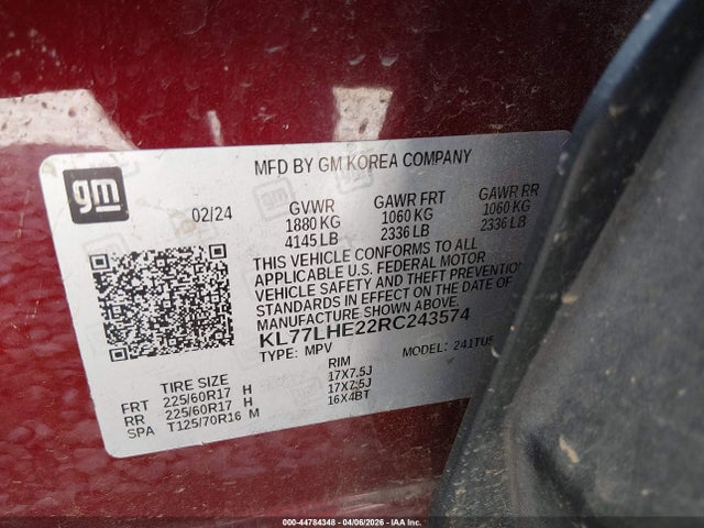 KL77LHE22RC243574 Chevrolet Trax Fwd Lt