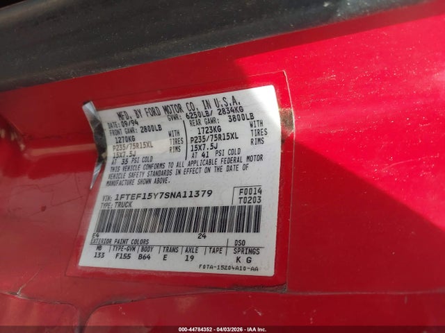 1995 FORD F150 1FTEF15Y7SNA11379 Photo 8